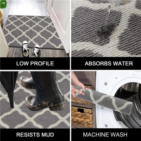 Long Door Mats Indoor 20"x59" Washable Front Door Mat Non Slip Water Absorbent - Picture 4 of 6